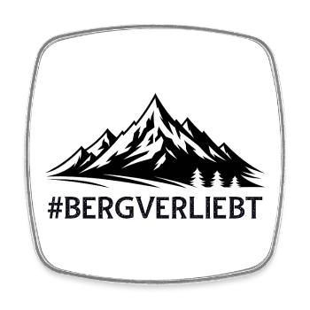 Bergverliebt mit Hashtag Bergige Landschaft Berge  - Viereckiger Kühlschrankmagnet - Weiß - Vorne