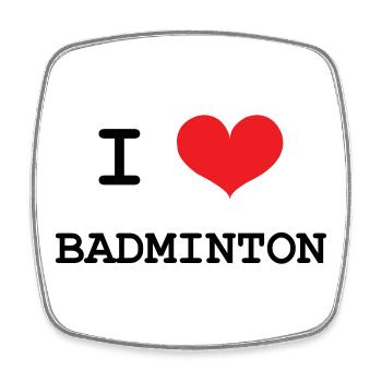 Badminton - Sport - Racket - Square fridge magnet - white - Front