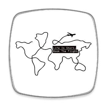 Voyagez autour du monde - La vie est courte, réservez le vol - Magnet carré - blanc - Devant