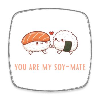 Duo amour de sushi Soja âme sœur - Magnet carré - blanc - Devant