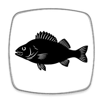 Flussbarsch Silhouette Angler Logo - Viereckiger Kühlschrankmagnet - Weiß - Vorne
