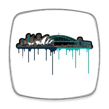 Sydney Skyline Neon Drop Print - Square fridge magnet - white - Front