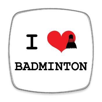 j'aime le badminton - Magnet carré - blanc - Devant