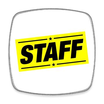 Staff Mitglied - Viereckiger Kühlschrankmagnet - Weiß - Vorne