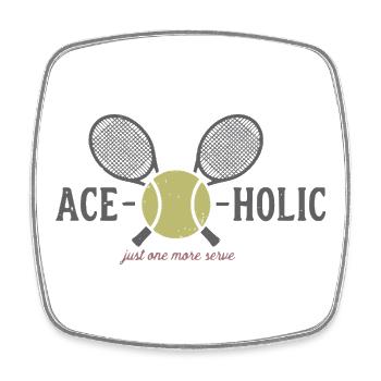 Tennis Ace-o-holic Fun T-Shirt, Tasse , Cap  - Viereckiger Kühlschrankmagnet - Weiß - Vorne