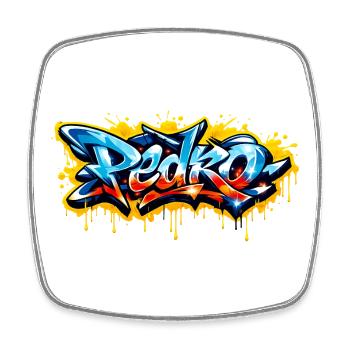 PEDRO GRAFFITI NAME FOR PERFECT GIFT PRINTABLE - Square fridge magnet - white - Front