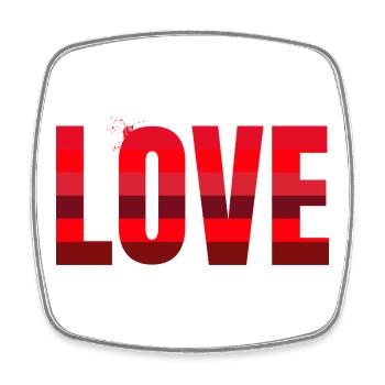 Love in Rot Streifen-Design - Viereckiger Kühlschrankmagnet - Weiß - Vorne