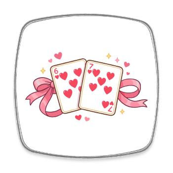 Spielkarten Valentine 67 six seven Herz Geschenk - Viereckiger Kühlschrankmagnet - Weiß - Vorne