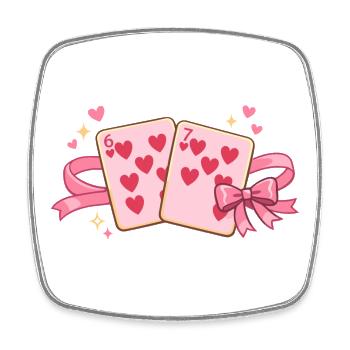 Valentine Spielkarten 6 7 six seven Niedlich Herz - Viereckiger Kühlschrankmagnet - Weiß - Vorne