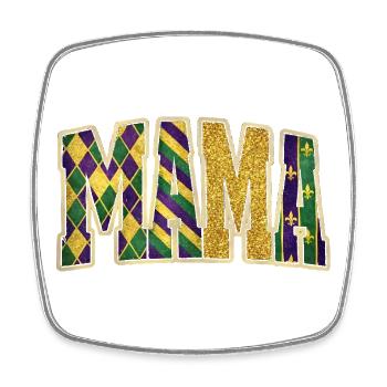 MAMA Mardi Gras Glitzerbuchstaben - Viereckiger Kühlschrankmagnet - Weiß - Vorne