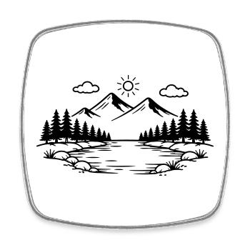 Mountains Nature Outdoor Icon - Square fridge magnet - white - Front