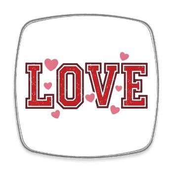 Love Typography – Love Statement with Hearts - Square fridge magnet - white - Front