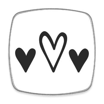 Drei Herzen Design - Viereckiger Kühlschrankmagnet - Weiß - Vorne