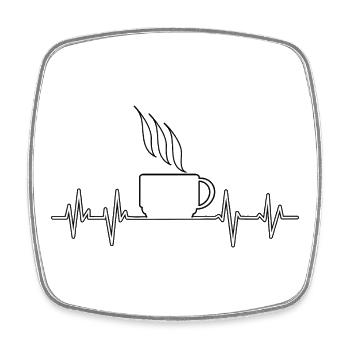 Herzschlag Kaffee - Viereckiger Kühlschrankmagnet - Weiß - Vorne