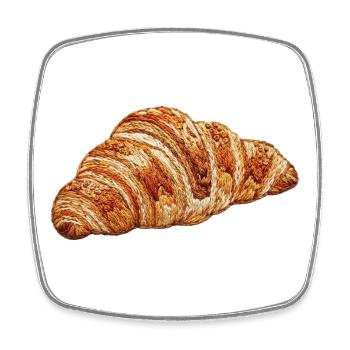 Croissant brodé (imprimé) - Magnet carré - blanc - Devant