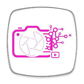 Digital Camera AI Art Tech Vector - Square fridge magnet - white - Front