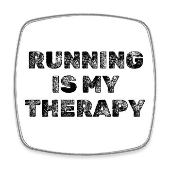La course est ma thérapie – Jogging et motivation pour la course - Magnet carré - blanc - Devant