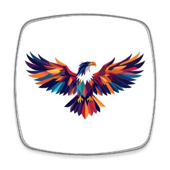 Art coloré des ailes abstraites d’oiseau de feu en forme d’aigle - Magnet carré - blanc - Devant
