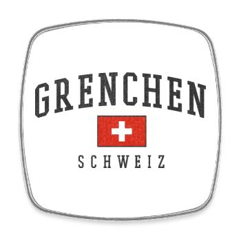 Grenchen Schweiz Vintage Emblem - Viereckiger Kühlschrankmagnet - Weiß - Vorne