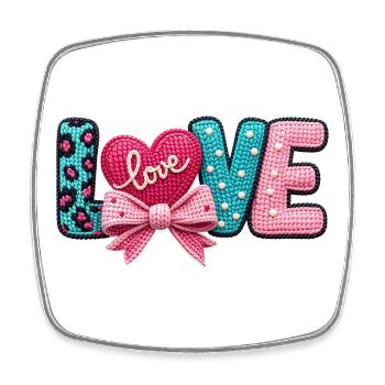 Love Love Heart Bow Pastel Romantic - Square fridge magnet - white - Front