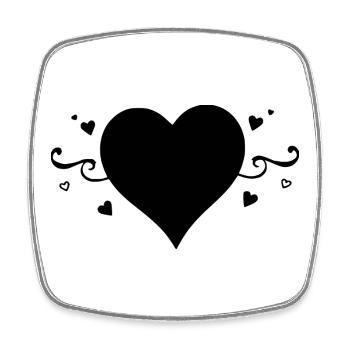 cœur noir cadeau saint valentin - Magnet carré - blanc - Devant