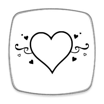 cœur noir cadeau saint valentin - Magnet carré - blanc - Devant