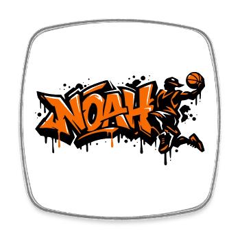 Noah Graffiti Basket Street Art Orange - Magnet carré - blanc - Devant