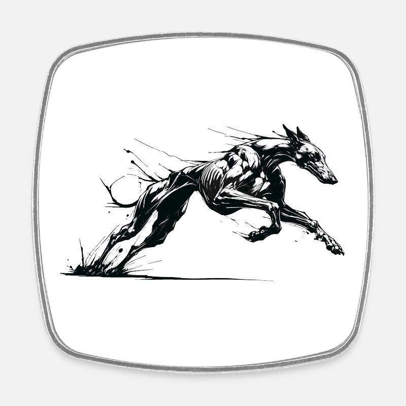 Galgo Ink 01 - Magnet carré - blanc
