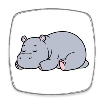 Hippopotame endormi Vecteur paresseux fatigué - Magnet carré - blanc - Devant