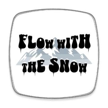 Flow with the Snow - Ski & Mountains - Square fridge magnet - white - Front