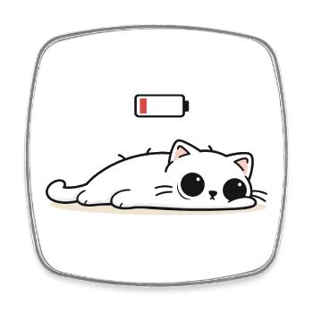 Cat Social Battery Low – No Power Mode - Square fridge magnet - white - Front