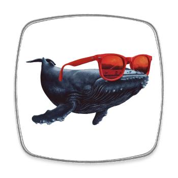 Whale with sunglasses - Square fridge magnet - white - Front