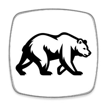 Silhouette of a walking bear, nature symbol - Square fridge magnet - white - Front