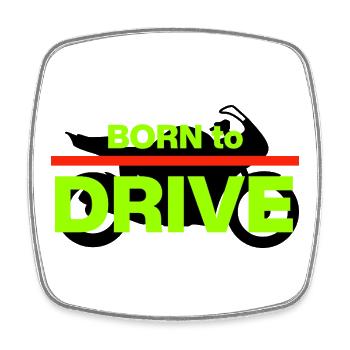 BORN TO DRIVE! MOTORRAD FAHRER - Viereckiger Kühlschrankmagnet - Weiß - Vorne