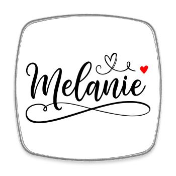 Melanie Nom de famille Prénom avec le cœur - Magnet carré - blanc - Devant