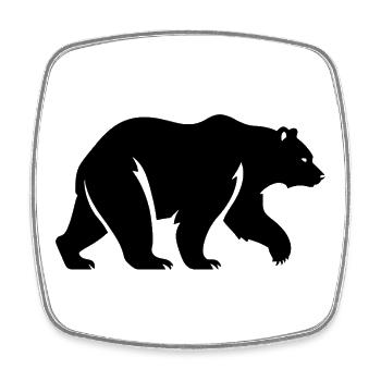 Bear in silhouette, minimalism and serenity - Square fridge magnet - white - Front