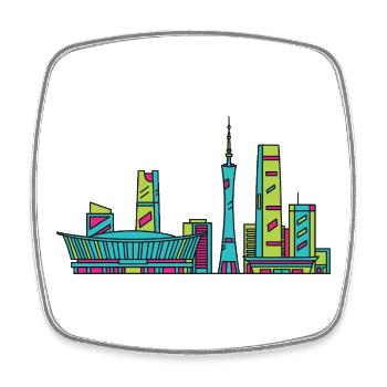 Chengdu City Skyline Sichuan Moderne Linienkunst - Viereckiger Kühlschrankmagnet - Weiß - Vorne