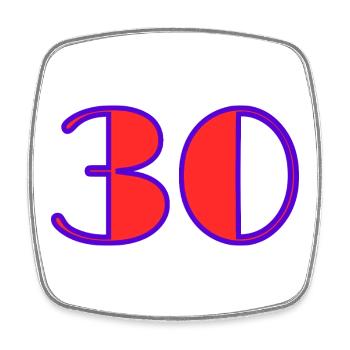 30. 30 ANS. 30e ANNIVERSAIRE. ANNIVERSAIRE 30 ANS. - Magnet carré - blanc - Devant