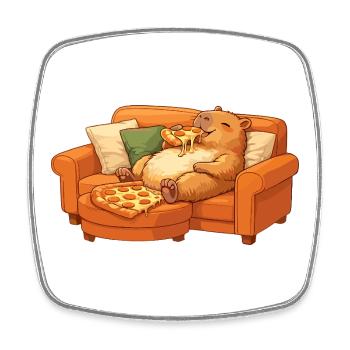 Capybara Sofa Pizza entspanntes Relax Motiv - Viereckiger Kühlschrankmagnet - Weiß - Vorne