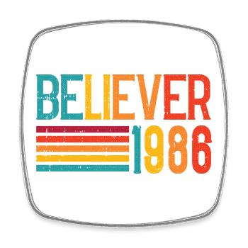 Believe 1986 Regenbogen Retro - Viereckiger Kühlschrankmagnet - Weiß - Vorne