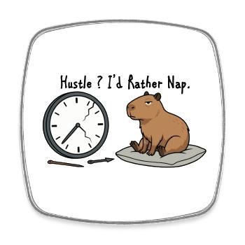 Capybara Nap Humor Broken Clock - Square fridge magnet - white - Front