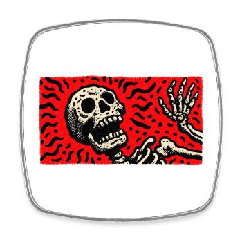 Skeleton in blood red retro print - Square fridge magnet - white - Front