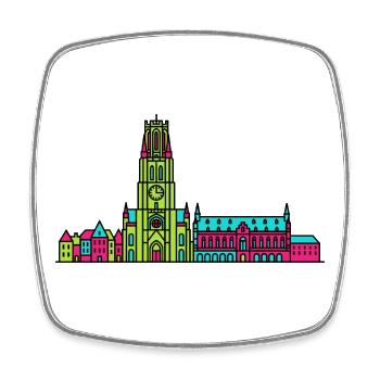 Mechelen City Skyline St. Rumbold Turm Kunst - Viereckiger Kühlschrankmagnet - Weiß - Vorne
