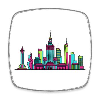 Warsaw City Skyline palac of Culture Art - Square fridge magnet - white - Front