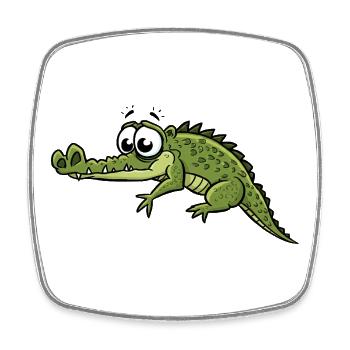 Krokodil mit großen Augen Cartoon - Viereckiger Kühlschrankmagnet - Weiß - Vorne