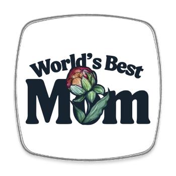 World's Best Mom Floral Emblem - Square fridge magnet - white - Front
