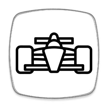 voiture de course - Magnet carré - blanc - Devant