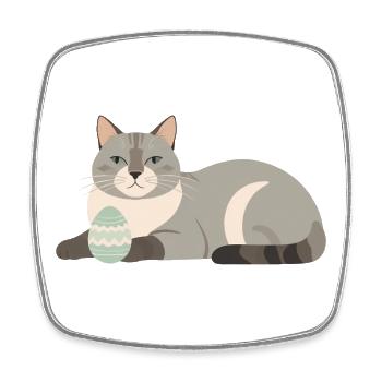 Osterkatze in Pastellgrau - Viereckiger Kühlschrankmagnet - Weiß - Vorne
