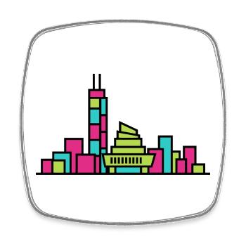 Hamilton City Skyline Industry Line Art - Square fridge magnet - white - Front