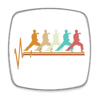 Karate Heartbeat Echo Retro Martial Arts Gift - Square fridge magnet - white - Front